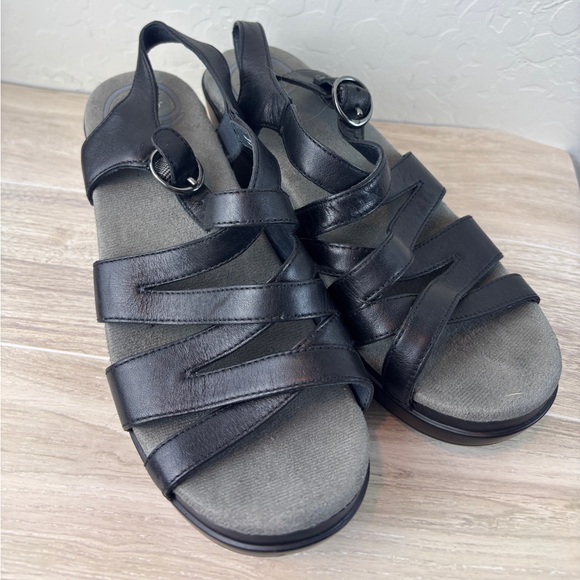 Dansko Black Strappy  Heel Sandals Size 36 leather - Picture 3 of 8
